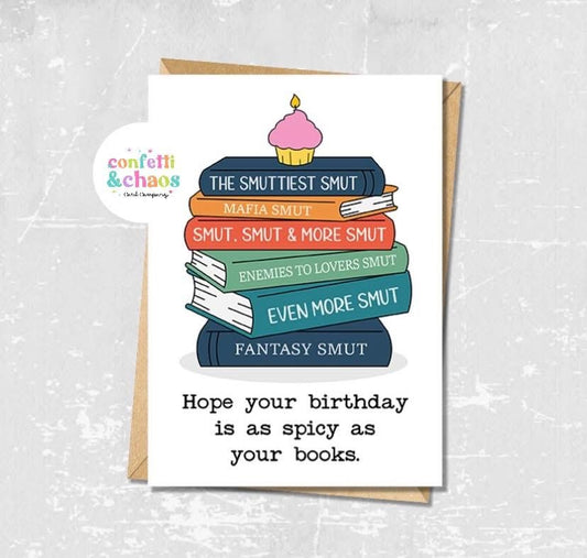 Spicy Books Birthday Card